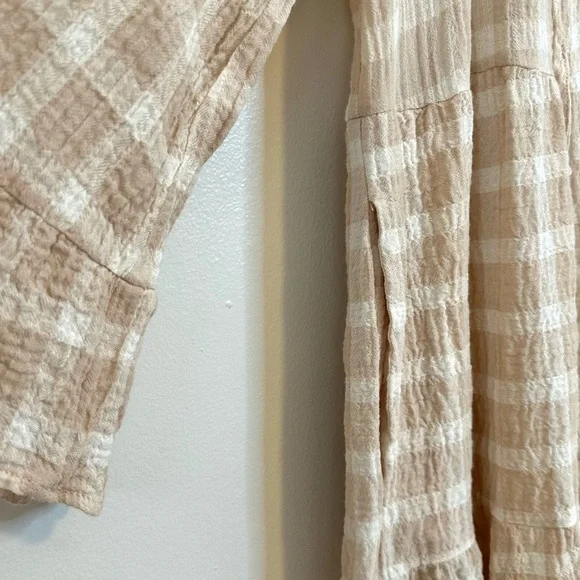 🎉SHOW ME YOUR MUMU Viola Plaid Mini Dress Cream Medium - Picture 7 of 14